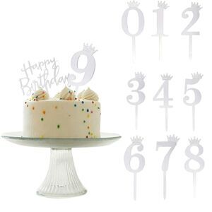 Silver Mirror Number With Crown Cake Topper Chic NWT 1 2 3 4 5 6 7 8 9 0